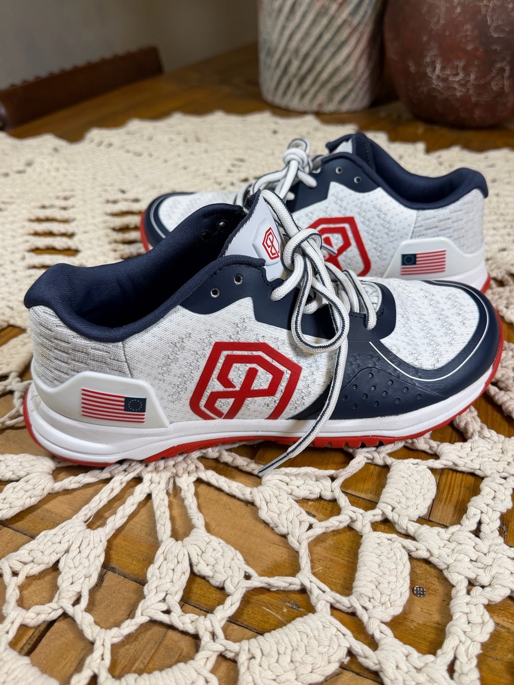 Born Primitive Womens 8 Training Shoes We The People USA Flag Red White Blue